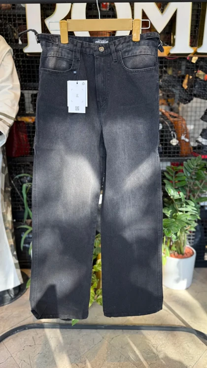 شلوار نیم بگ ذغالی کمردار