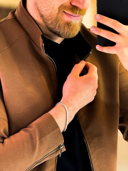 کت چرم قهوه ای A01