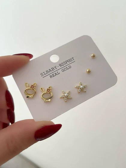 گوشواره پک سه جفتی fashion