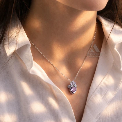 گردنبند راپونزل Pink Heart & Crown Necklace S