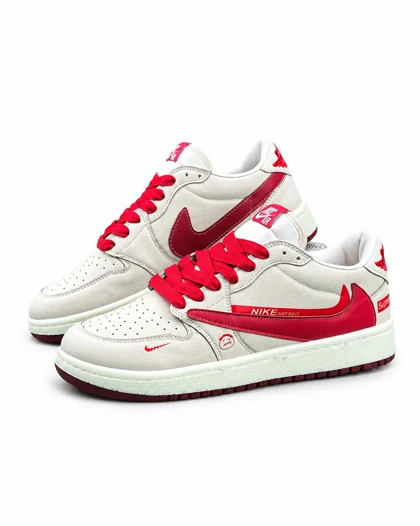 کفش کتانی مردانه مدل نایکی ترویس سوپریم کرم قرمز Nike travis supreme