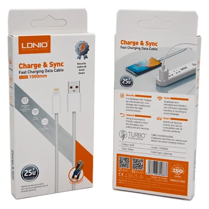 کابل آیفون لایتنینگ الدنیو Ldnio مدل LS901 توان 25 وات 1 متر