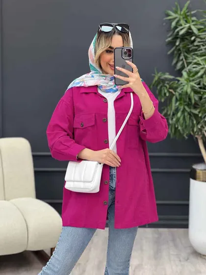 مانتو لینن چهار جیب برش‌دار