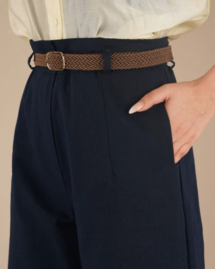 شلوار کتان تیارا کمربند دار کد 29765