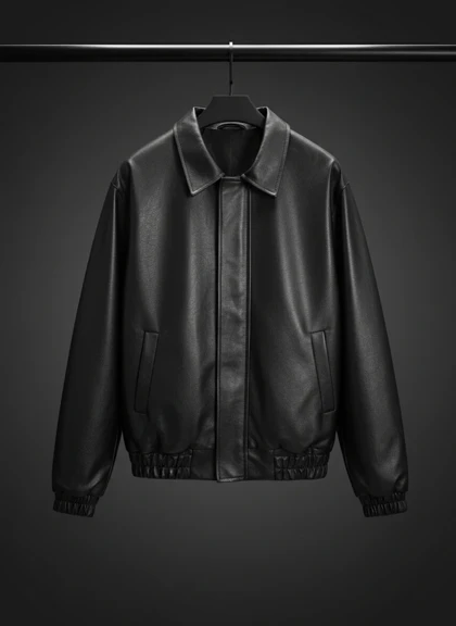 جکت چرم مشکی مات مدل باکسی لش فوق‌العاده شیک و با کیفیت ترند 2026 کد j2