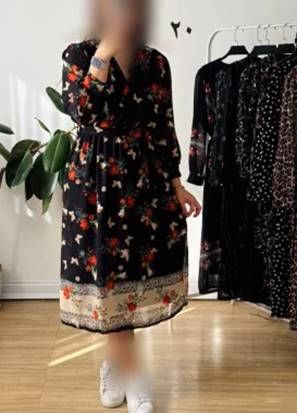 پیراهن حریر سرمه سری 19