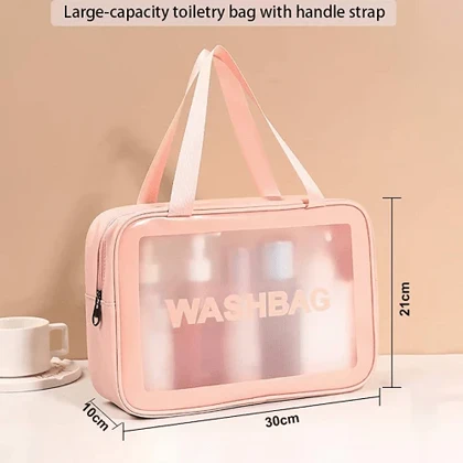واش بگ مسافرتی سایز بزرگ با 2بند رنگ صورتی