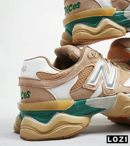 کفش کتانی مردانه کرم قهوه ای سبز NEW BALANCE 9060