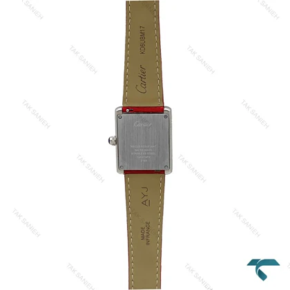 ساعت کارتیر Tank زنانه سیلور بند چرم قرمز Cartier-7216-L