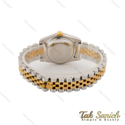 ساعت رولکس زنانه دورنگ طلایی دورنگین صفحه سبز Rolex-5303-L