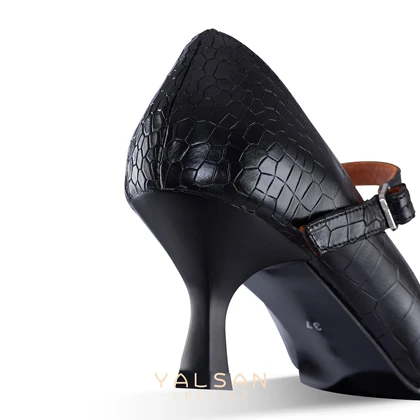 کفش پاشنه‌دار زنانه چرم یلسان مدل اولویا کد 603-PRM