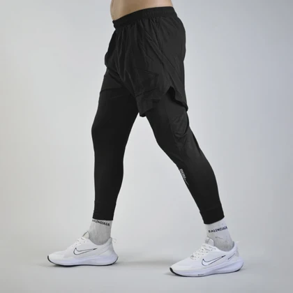 شلوارک و لگ سرهمی مردانه نایک مدل GMS-Run 1M850 مشکی