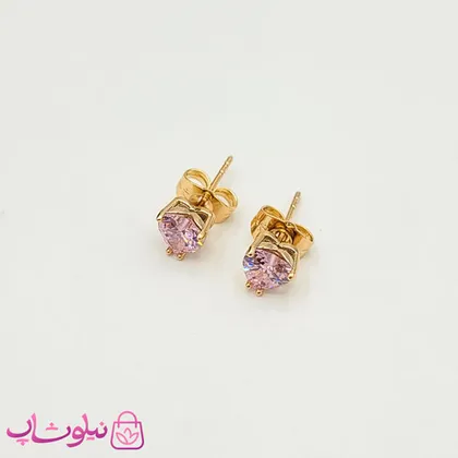 گوشواره میخی ژوپینگ قلبی صورتی کوچک
