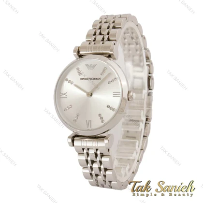 ساعت امپریو آرمانی زنانه نقره ای ایندکس نگین Armani-4400-L