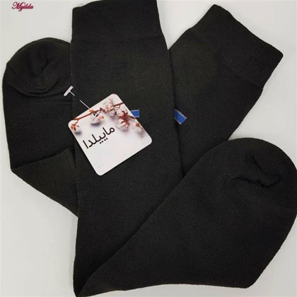 جوراب مردانه مشکی ماییلدا کد 00 ساده بسته 3 عددی