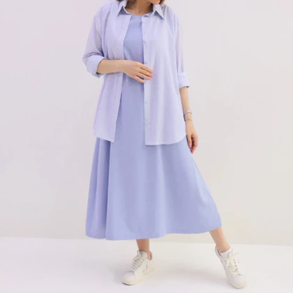 شومیز لینن زنانه راه راه وندا (Venda) سین استایل