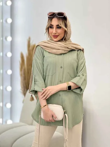 شومیز کراش دو جیب جلو دکمه