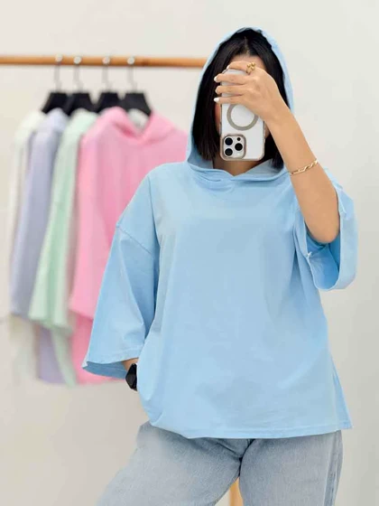 تیشرت باکسی کلاه دار