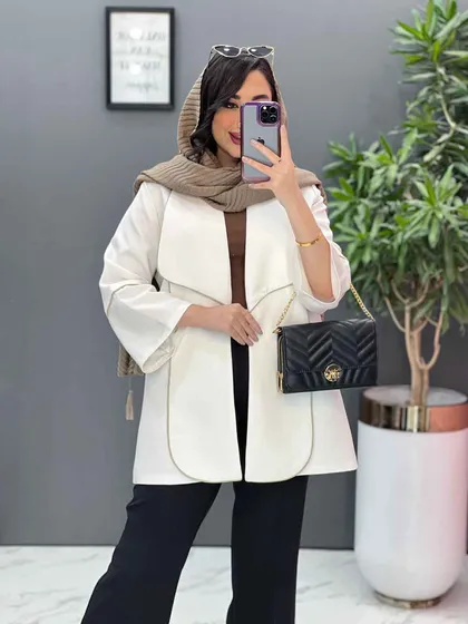 مانتو کتان لمه یقه دوبل