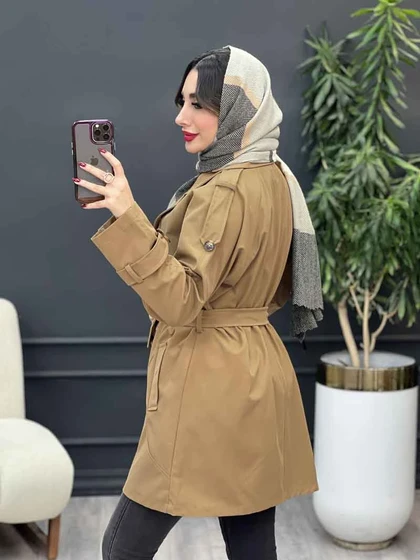 بارانی چهاردکمه برش هلالی