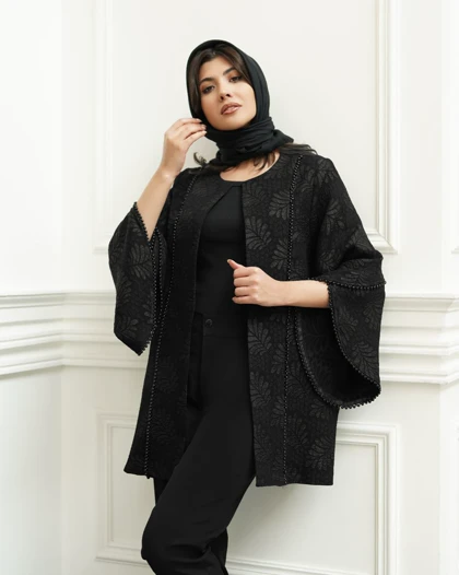 کت فکورا آستین حلزونی مروارید دوزی