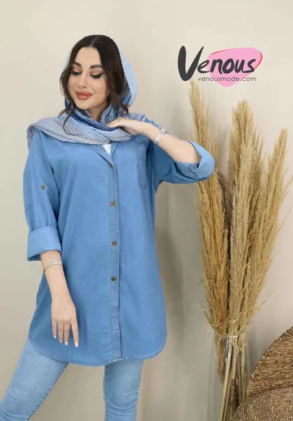 مانتو جین جلو دکمه