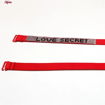 بند سوتین Love Secret قرمز مدل نگین چسبی براق بست فلزی
