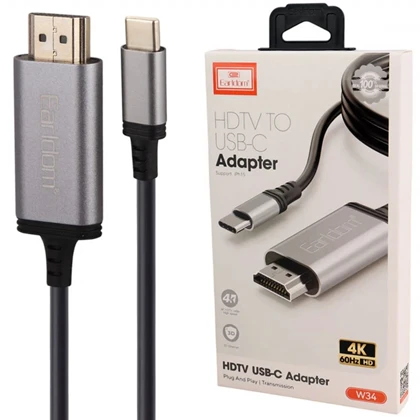 کابل تبدیل تایپ سی به HDMI ارلدام Earldom مدل ET-W34 طول 2 متر