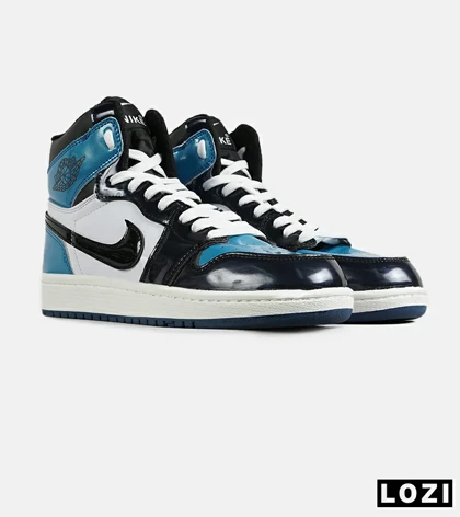 کفش کتانی ساق‌دار مردانه و زنانه مشکی سفید آبی NIKE jordan 1 مدل 7674