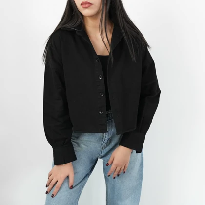 شومیز زنانه کراپ کتان باکسی کد 118