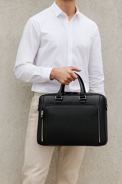 کیف اداری چرم طبیعی دوزیپ t4