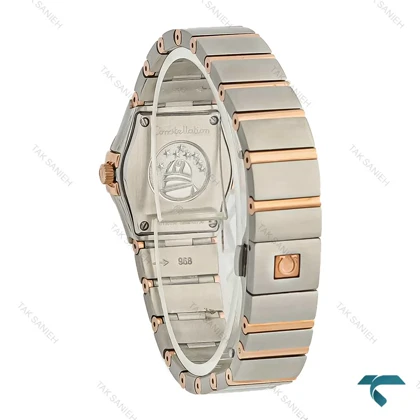 ساعت زنانه امگا دورنگ رزگلد صفحه سفید نگینی اسمال Omega-7275-L