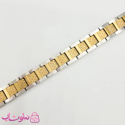 دستبند مردانه لاگوست Lacoste مدل مغناطیسی رنگ طلایی نقره ای کد 1450