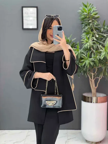 مانتو یقه دوبل مغزی دوزی