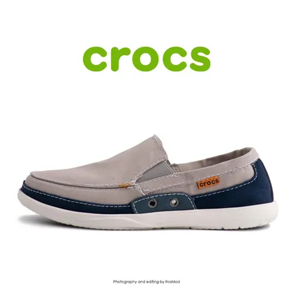 لوفر مردانه کراکس - Crocs Walu Accent Men Light Grey/Navy