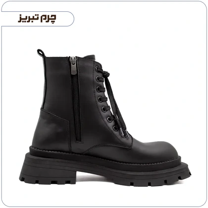 نیم بوت دخترانه مشکی چرم طبیعی کد B3642