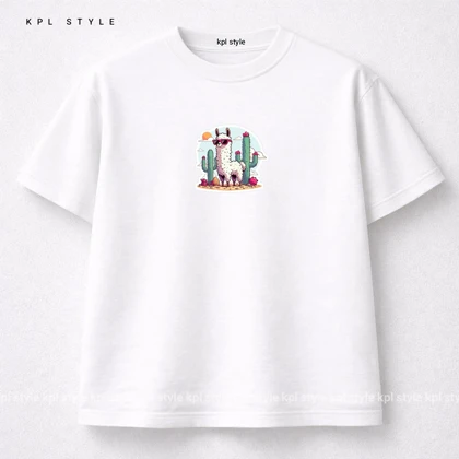 تیشرت باکسی طرح لاما 100٪ پنبه | کد 1390