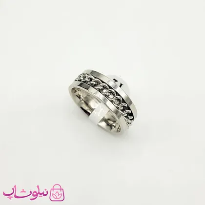 انگشتر مردانه استیل نقره ای طرح کارتیه چرخان