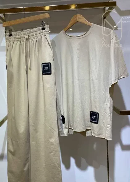 ست تیشرت شلوار کرمی