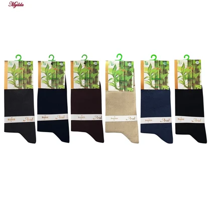 جوراب مردانه پنبه‌ای جعبه دار بامبو آراد کد 5200-864 بسته 6 عددی