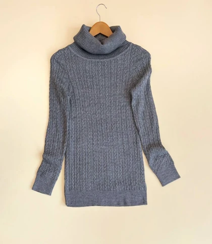 پیراهن بافت یقه اسکی زنجیری کد 2454