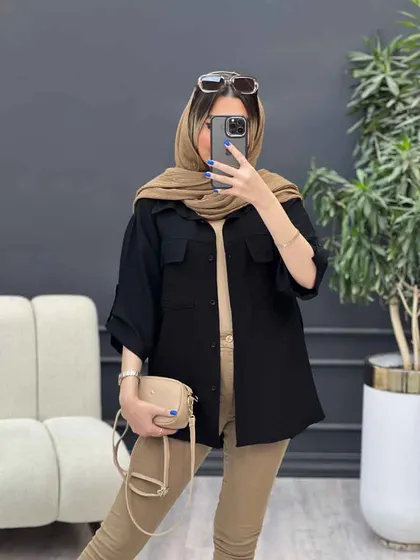 شومیز آستین پاگن سر جیب چاک