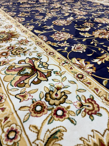 فرش ترک 12 متری کرم سورمه‌ای