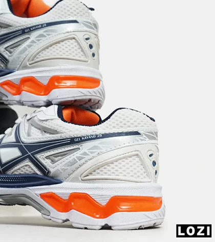 کفش کتانی سفید سرمه ای نارنجی ASICS KAYANO 20