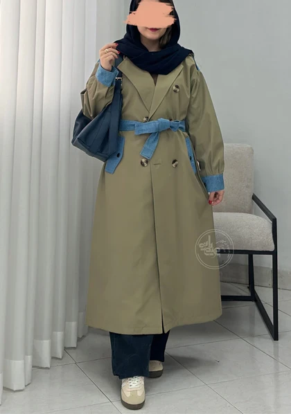 بارانی آستر دار جین ترکیبی