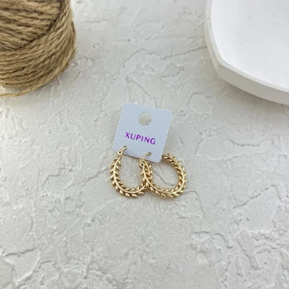 گوشواره حلقه‌ای زنانه طرح برگ ژوپینگ