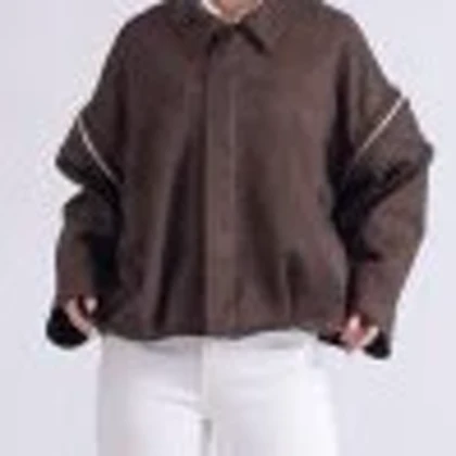 بامبر جکت جیر قهوه ای Suede دوحالته