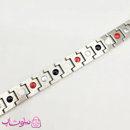 دستبند مردانه لاگوست Lacoste مدل مغناطیسی رنگ نقره ای کد 1450
