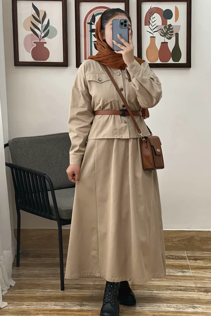 ست کت و دامن کتان کد 3222