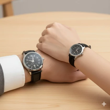 ست ساعت کلاسیک WALR – موتور اتوماتیک/کوارتز، صفحه مشکی و بند چرم کروکدیل